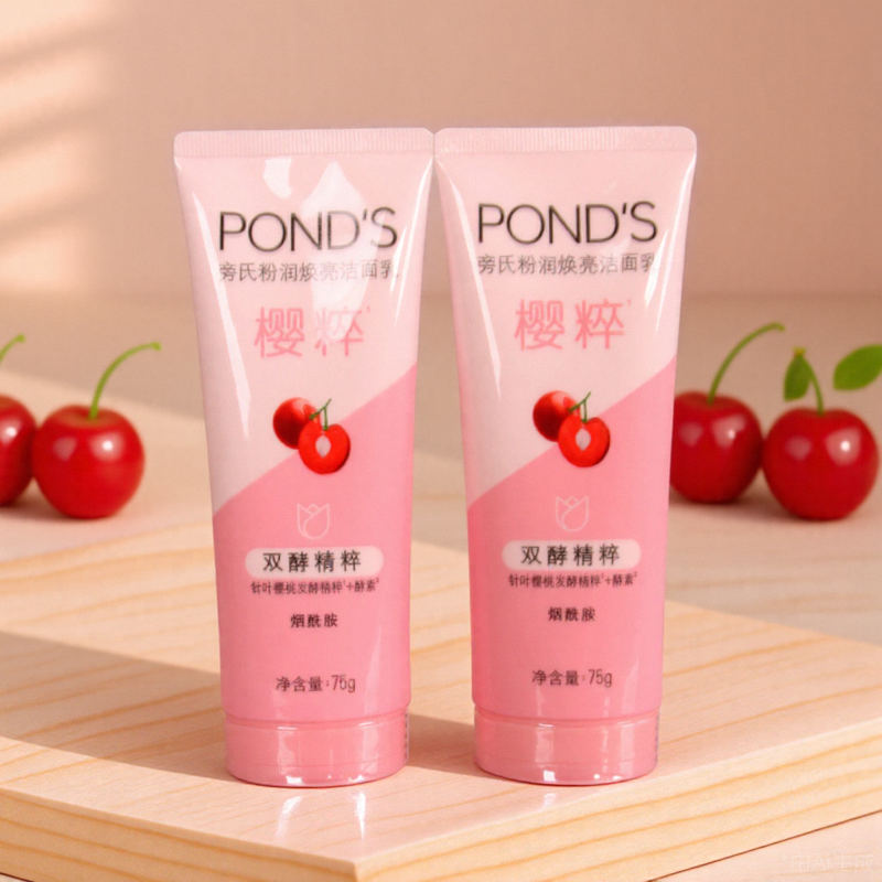 旁氏粉润焕亮洁面乳75g 水润保湿烟酰胺提亮肤色泡沫洗面奶 正品