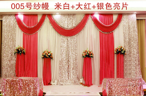 新款婚庆道具背景纱幔 舞台亮片背景布 婚礼签到台主背景迎宾装饰