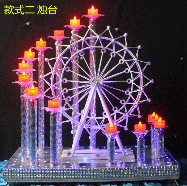 新款两用婚庆道具烛台香槟塔欧式婚礼双用摩天轮酒塔摆件婚庆道具