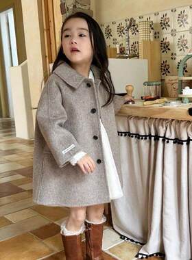 儿童2026春秋款高档女童双面羊绒呢大衣小童秋装羊毛韩版毛呢外套