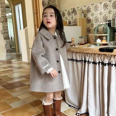 儿童2024春秋款高档女童双面羊绒呢大衣小童秋装羊毛韩版毛呢外套