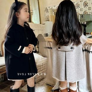 儿童2025春秋款高档女童双面羊绒呢大衣小童秋装羊毛韩版毛呢外套