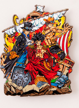 海贼王路飞金属徽章三兄弟胸针路艾斯萨博航海王冰箱贴魔术贴饰品