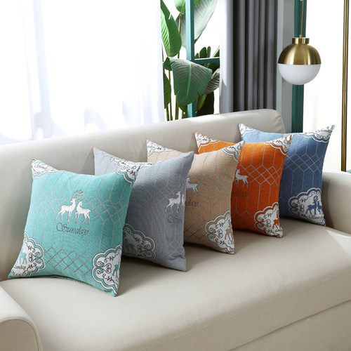 雪尼尔方形抱枕套动物图案办公室沙发靠垫多色可选45*45双面靠枕