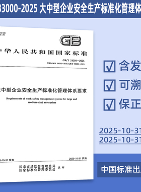 正版现货 GB/T 33000-2025 大中型企业安全生产标准化管理体系要求（代替 GB/T 33000-2016,GB/T 43500-2023）中国标准出版社 38#