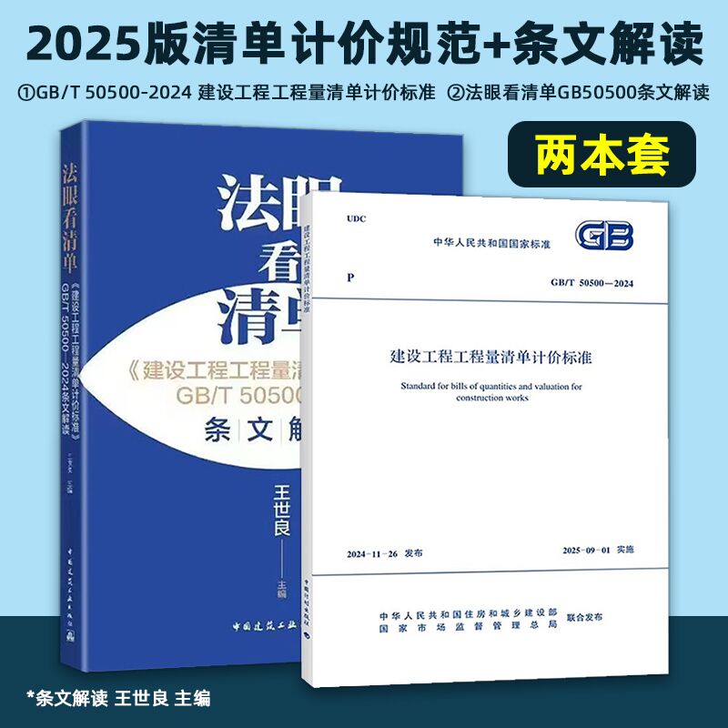 2025年新清单计价规范+条文解读 2本套 法眼看清单条文解读GB/T 50500-2024 建设工程工程量清单计价标准 王世良
