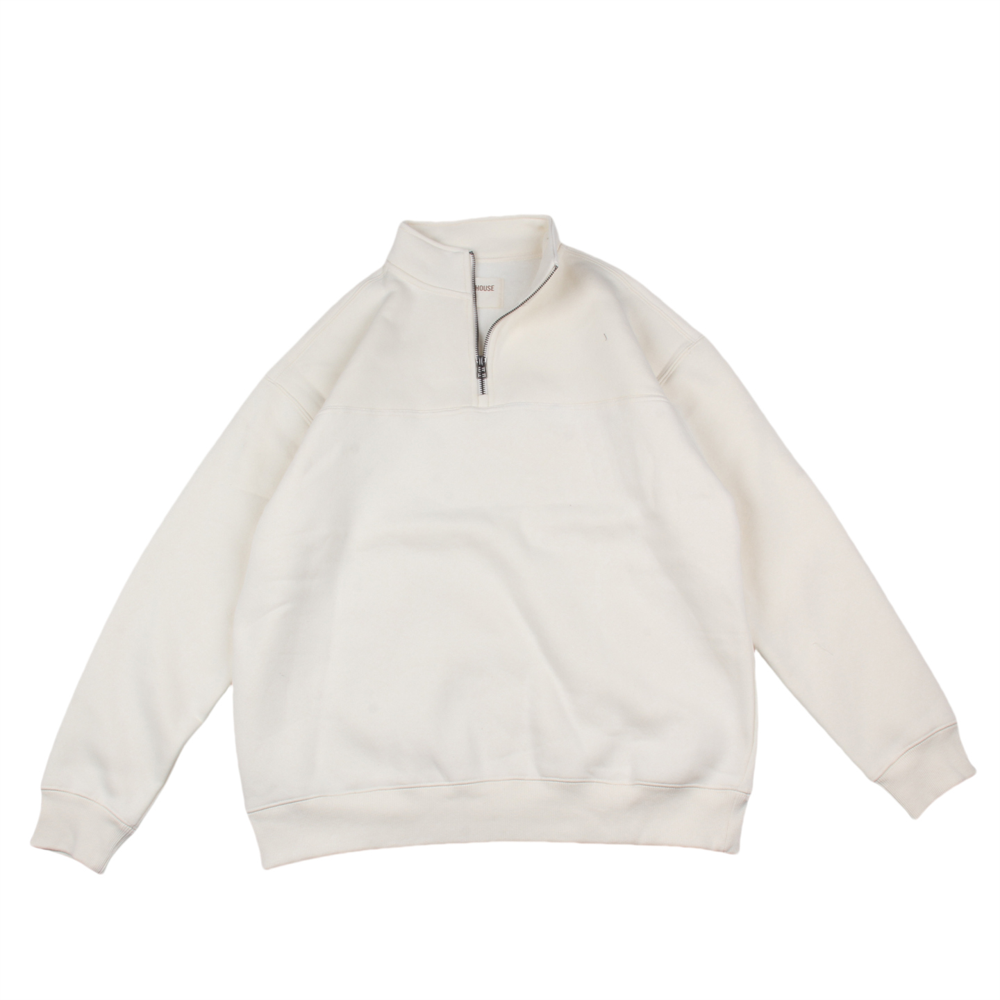 【瑕疵】纯色oversize宽松落肩款半拉链加绒卫衣 外贸男立领外套