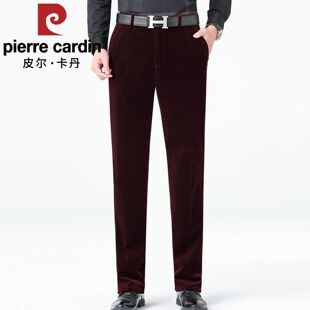 皮尔卡丹男士灯芯绒裤子细条纹高端品牌休闲裤男加绒加厚冬季爸爸