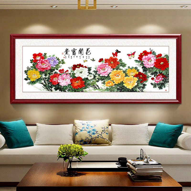 国画 画牡丹花开 富贵中式客厅装饰画 画卧室床头挂画 画沙发背景