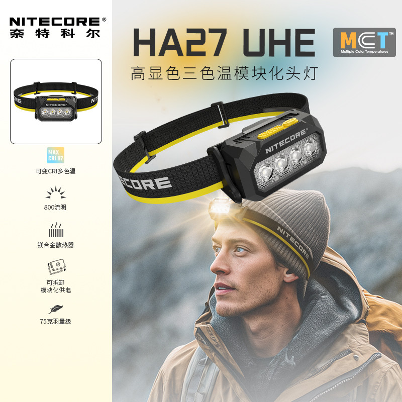【2026新品】NITECORE奈特科尔HA27UHE户外登山头灯新款官方旗舰