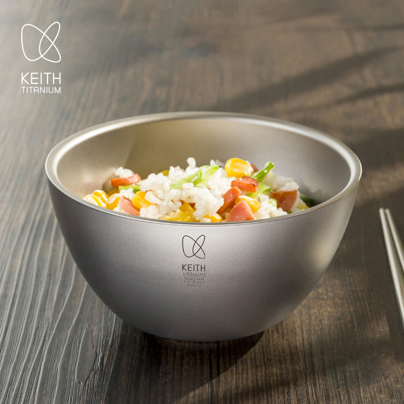 纯钛饭碗双层隔热防烫keith铠斯