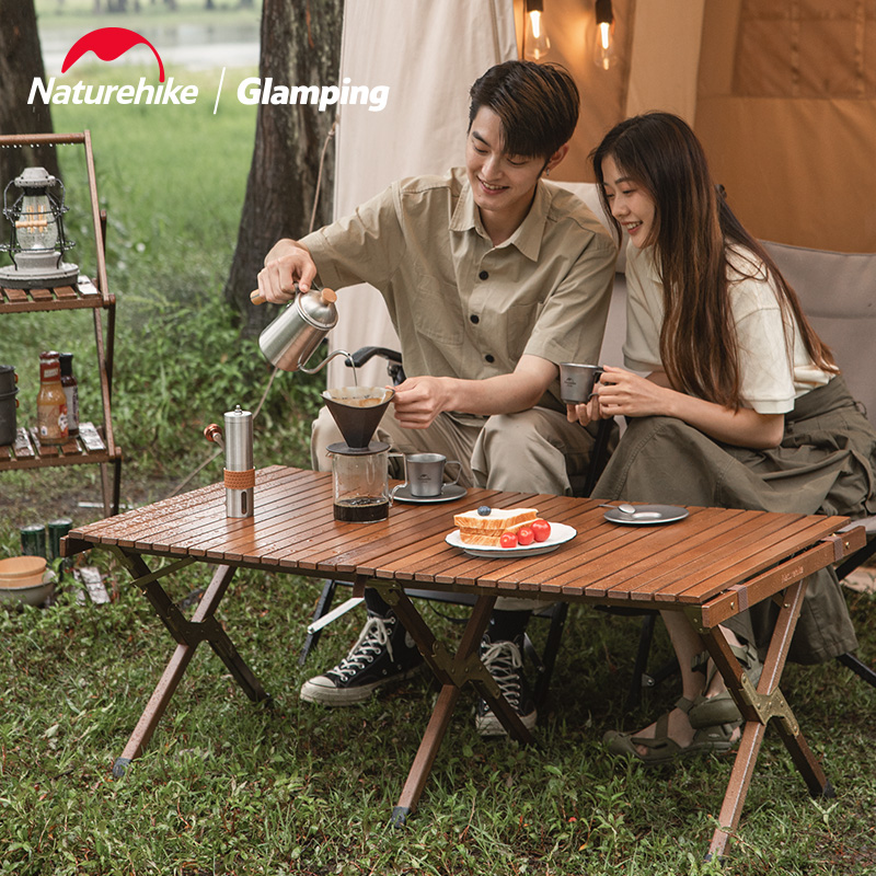 Naturehike蛋卷桌实木折叠野餐桌