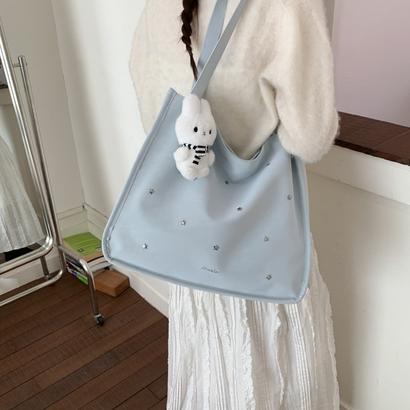 学院风星星托特特包女2026新款大容量单肩包时尚通勤包多用双肩包