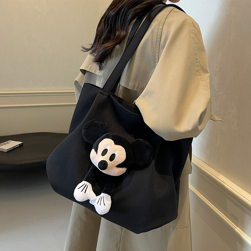 可爱卡通米奇帆布包包女2024秋冬新款潮百搭单肩通勤包手提妈咪包