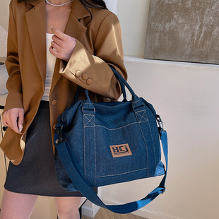 旅行包大容量手提包短途出差旅游行李袋女轻便牛仔帆布单肩斜挎包