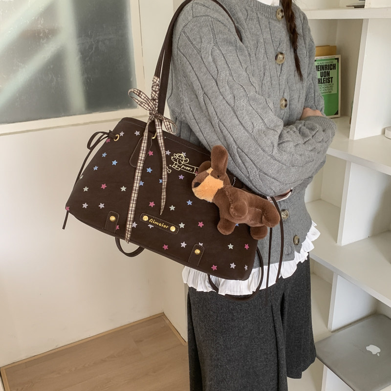 韩系大容量星星托特包女2026新款小众复古百搭单肩包高级感腋下包,箱包皮具/热销女包/男包,通用款女包,淘宝优惠券,粉丝福利购,淘宝优惠卷