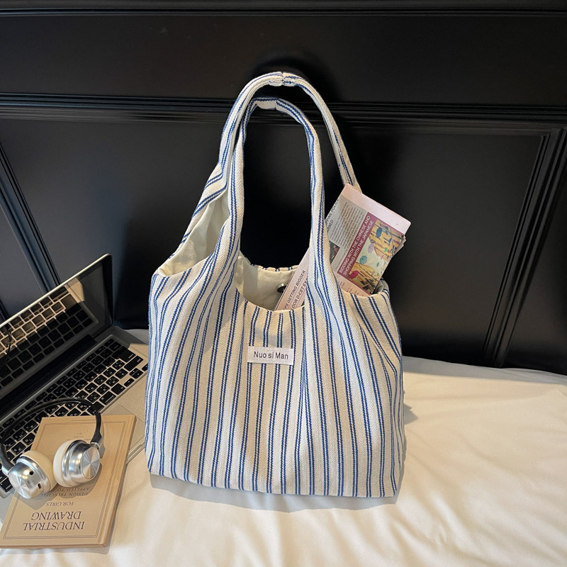 日系条纹手提托特帆布包女2025夏大容量通勤包休闲出行单肩腋下包,箱包皮具/热销女包/男包,时尚帆布包,淘宝优惠券,粉丝福利购,淘宝优惠卷