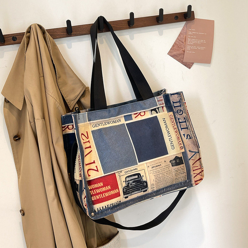 帆布包包女2024新款大容量秋冬休闲单肩包学生早八通勤托特斜挎包