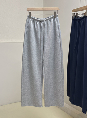 显瘦遮胯bi入！韩版松紧腰卫裤女秋宽松阔腿直筒弯刀裤休闲裤长裤