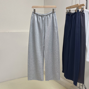 韩版 长裤 松紧腰卫裤 休闲裤 女秋宽松阔腿直筒弯刀裤 显瘦遮胯bi入