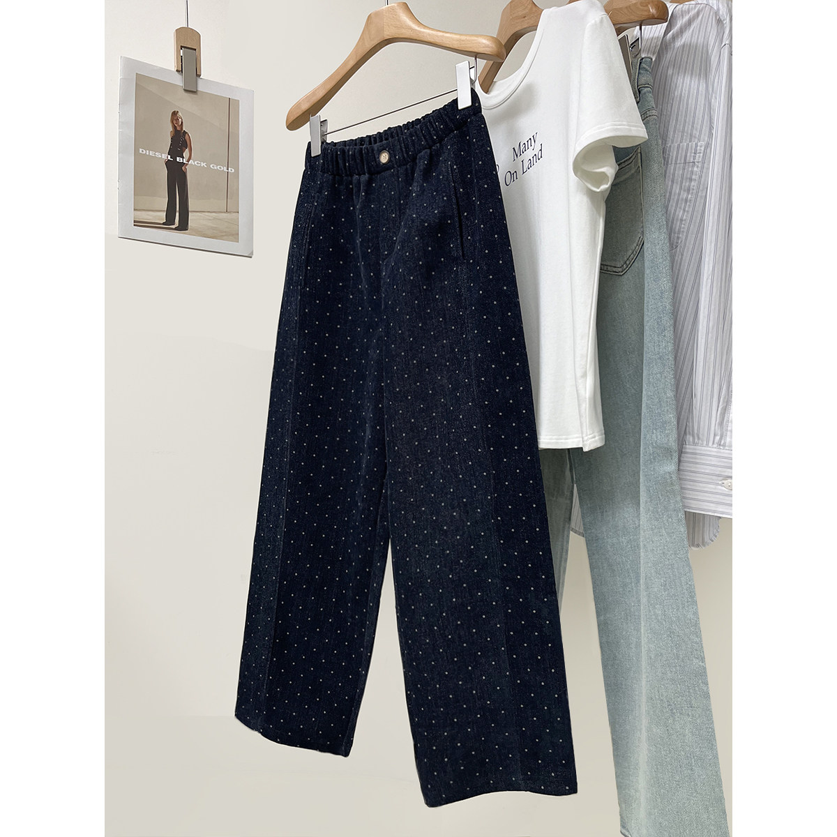 加绒加厚莱赛尔柔软显瘦高腰休闲牛仔裤女冬季复古波点哈伦阔腿裤,女装/女士精品,休闲裤,淘宝优惠券,粉丝福利购,淘宝优惠卷