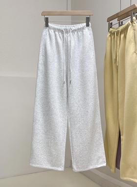 裤脚抽绳两穿~显瘦高腰休闲长裤女秋季韩版直筒垂感窄版阔腿卫裤