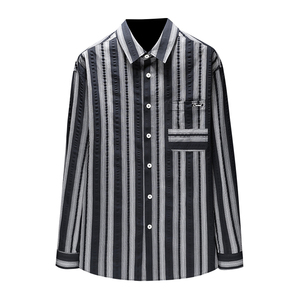 2026春秋四季长袖衬衫男装竖条纯棉打底衫85058/p115图片