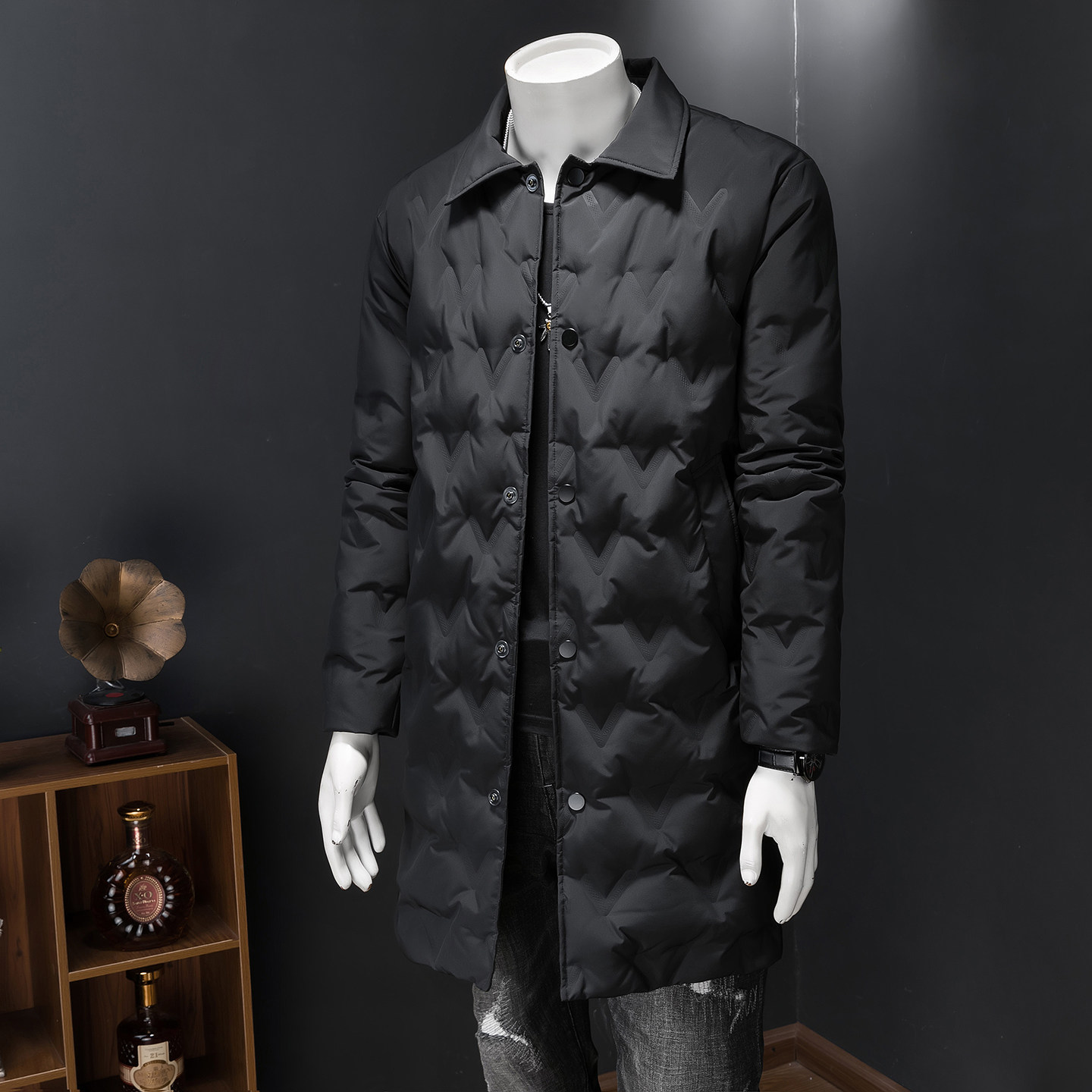森林猎人2025长款羽绒服男90%白鸭绒冬装翻领外套9801p275,男装羽绒服,电商D222