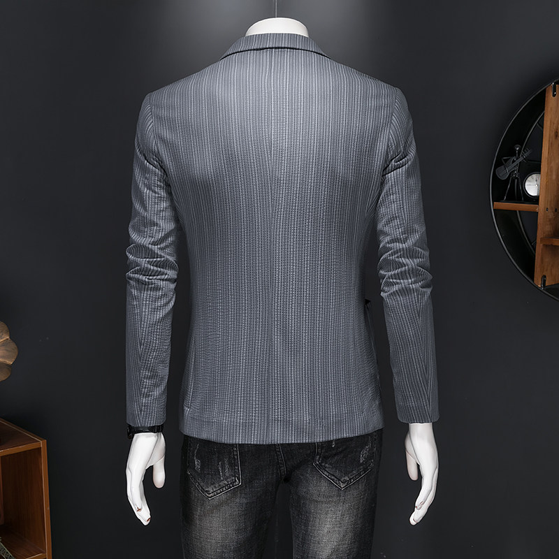 D222春秋新款竖条西装男士休闲便西服四季外套B3305P175,男装西服,电商D222