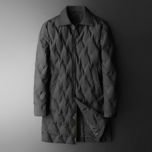 森林猎人2026新款长款羽绒服男90%白鸭绒冬装翻领外套9801p275,冬天针织吊带背心外穿搭配图片