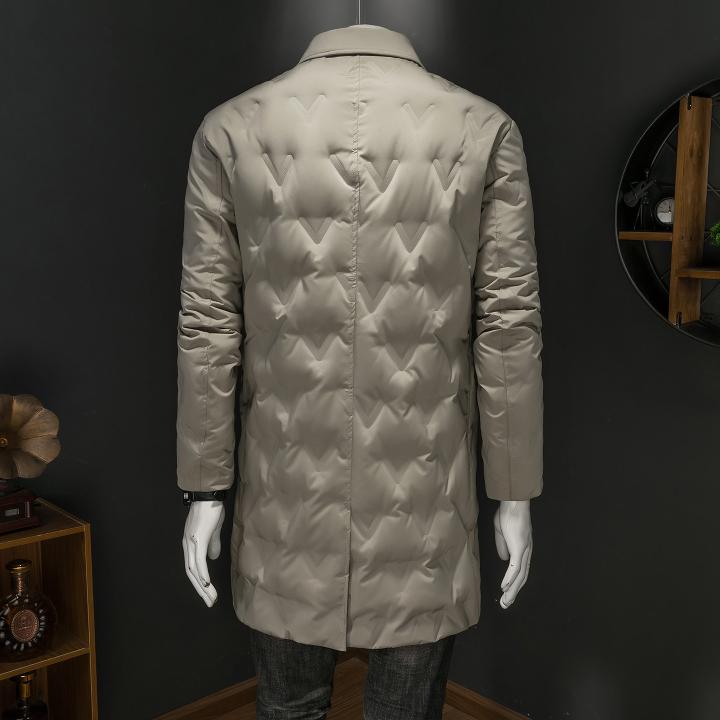 森林猎人2025长款羽绒服男90%白鸭绒冬装翻领外套9801p275,男装羽绒服,电商D222