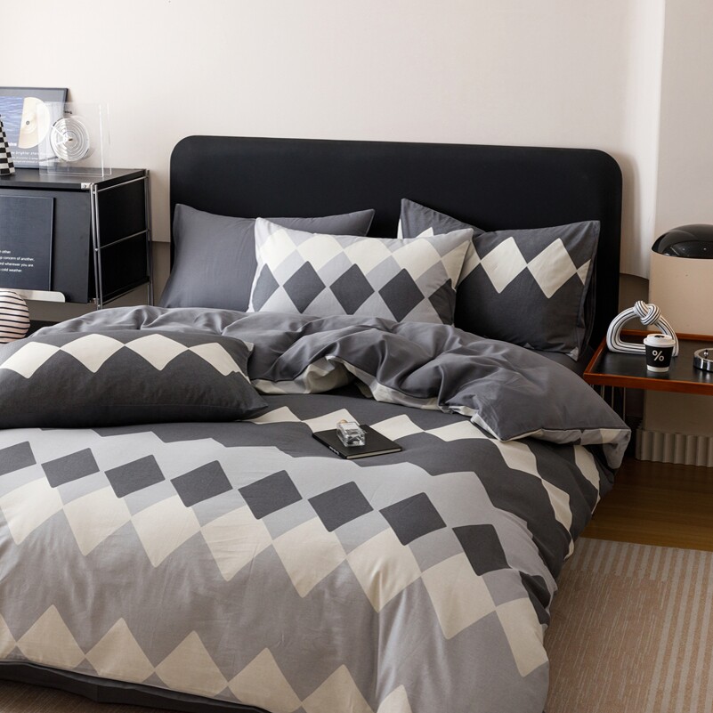 埃迪蒙托 全棉床笠四件套三件套冷淡灰系列套件1.2米床1.5米1.8米