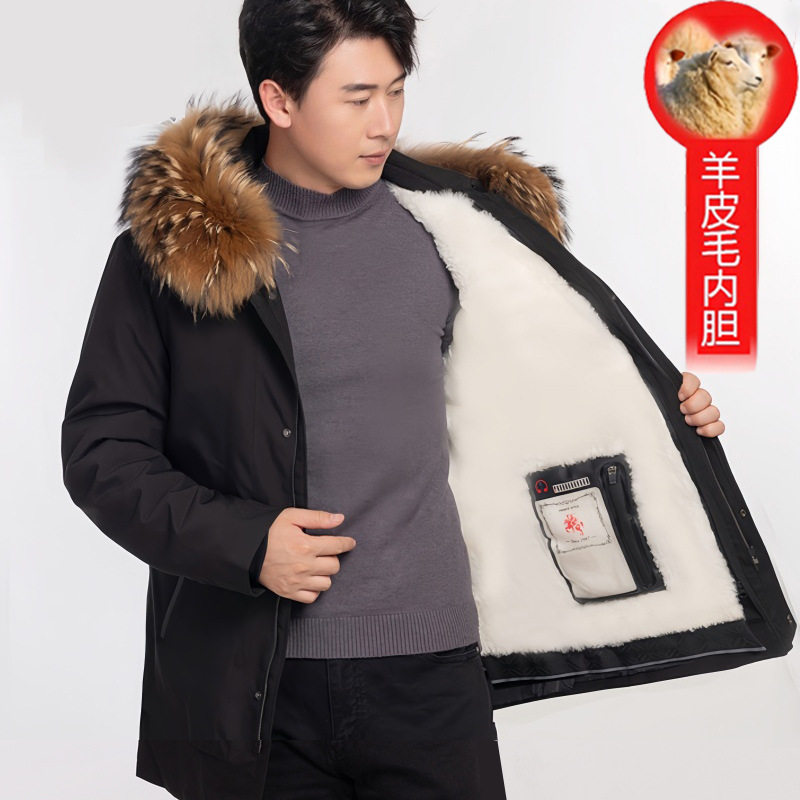 羊毛派克服男皮毛一体真皮草外套皮草