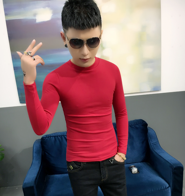 春季男士韩版修身薄款长袖打底衫