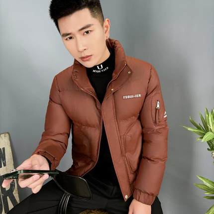 2024新款冬季加厚短款男士羽绒棉服时尚潮流青年外套修身立领棉袄