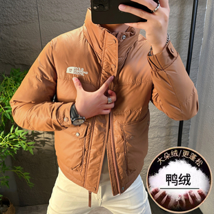 欧货免洗男羽绒服冬季新款轻薄保暖立领韩版修身时尚青年短款外套