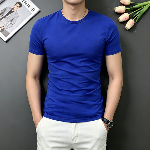 韩版简约男士短袖夏季薄款柔软亲肤纯色青年外穿休闲T恤新款上衣