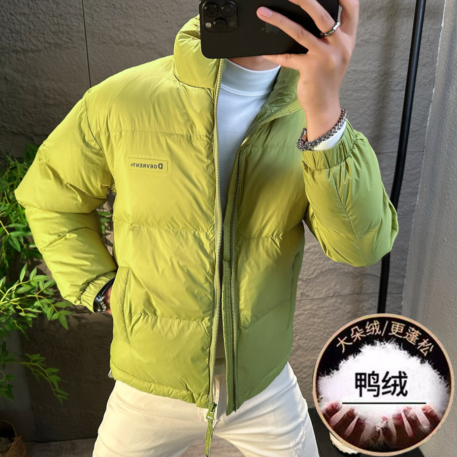 欧洲站2026冬季潮牌男士羽绒服休闲立领字母印花纯色修身轻薄外套