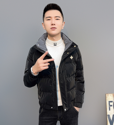 轻薄冬季撞色棉服时尚高级修身男