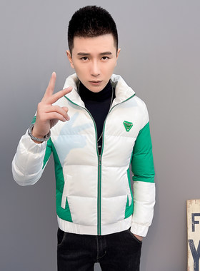 冬季羽绒棉服男拼色潮牌个性外套