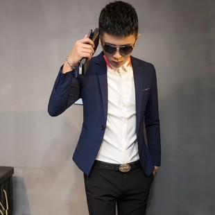 男款春季新款休闲小西服修身型英伦小青年男士外套韩版单西装男版