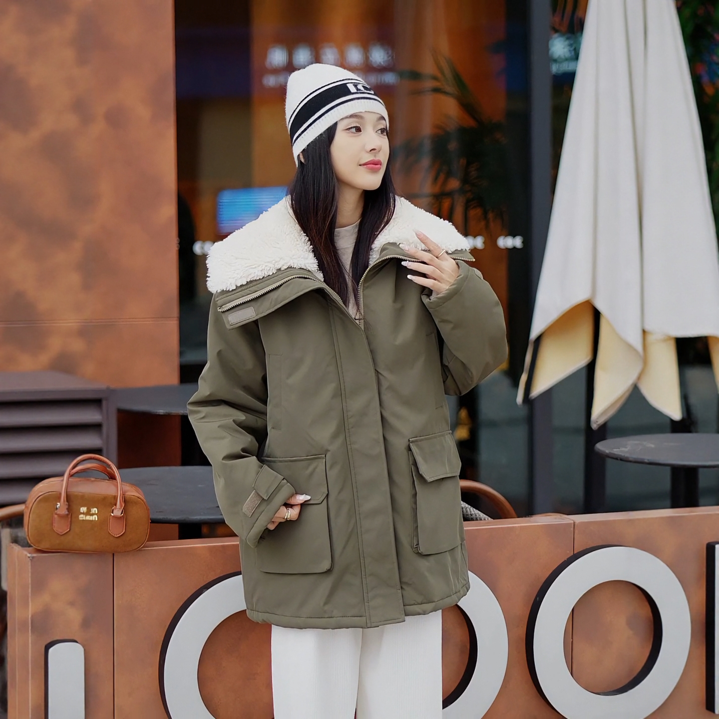 赵露思同款羊羔毛派克服女冬