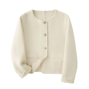 BM上衣2025秋冬新款 小个子双面羊绒呢子大衣小香风毛呢外套女短款