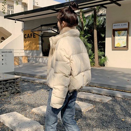 BM羽绒服短款立领羽绒服女白鸭绒