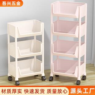 可移动书架置物架儿童玩具收纳架多层家用小推车带轮落地简易书柜