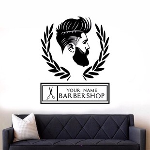 创意文化艺术墙贴理发店发型美化装饰玻璃贴壁纸贴纸壁画墙饰特惠