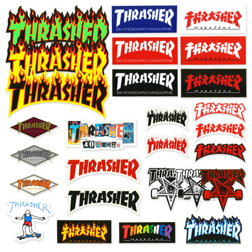 滑板潮牌贴纸THRASHER潮流火焰
