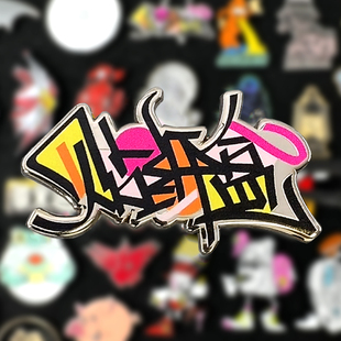 贴纸盒hardstyle手写涂鸦原创徽章烤漆金属胸针创意饰品挂件礼物