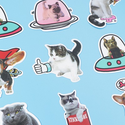 猫咪狗狗宠物可爱插画贴纸1张
