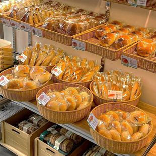 仿藤编面包篮商用展示筐家用客厅水果点心盘藤编托盘馒头筐干果盘